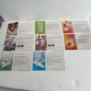 Vintage Mary Kay product cards laminated, bilingual skincare cosmetic consultant